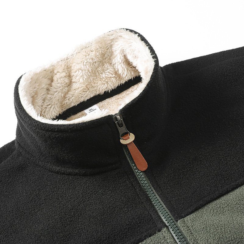 Polar Fleece Jacket Warm Thick Stand-up Collar Cardigan Coat - Image 5