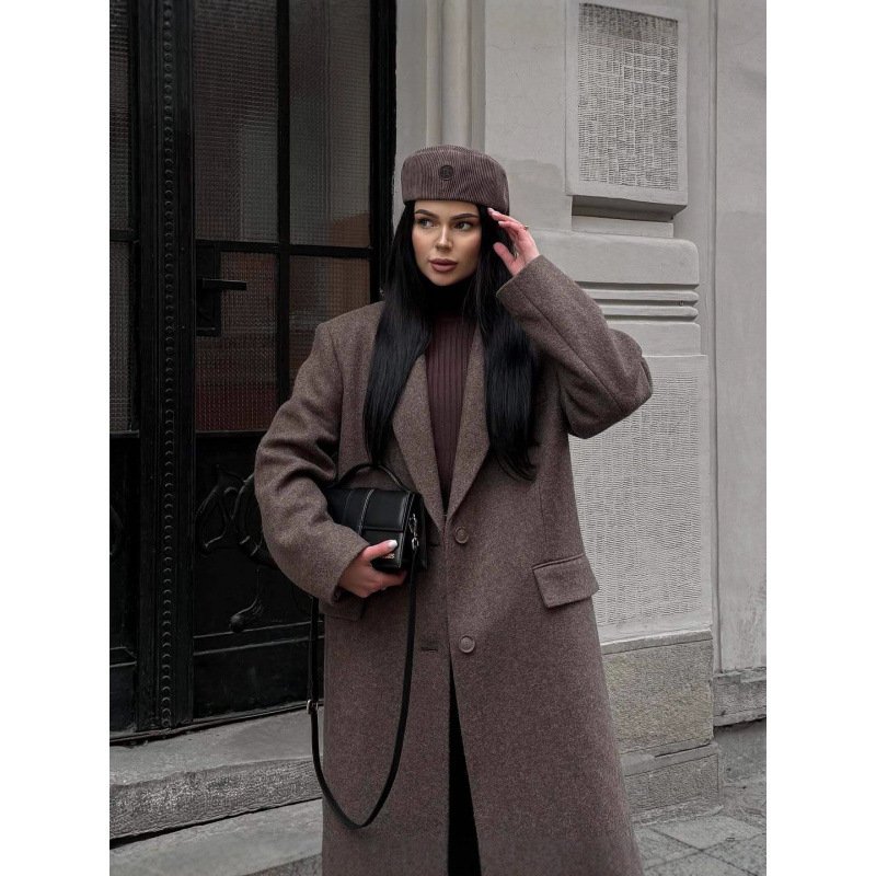 Korean Style Elegant Suit Collar Woolen Overcoat Coat - Image 4