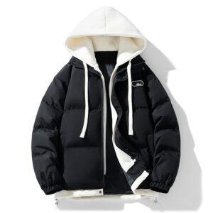 Fake Two-piece Cotton-padded Coat Thickened Hooded Warm Jacket