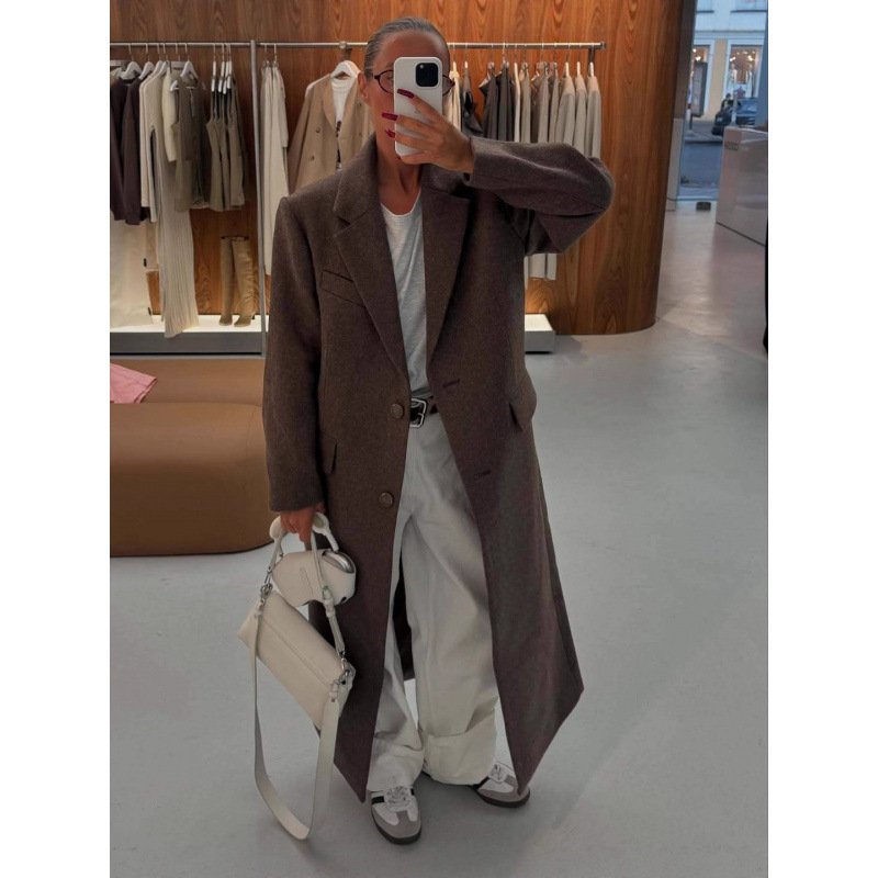 Korean Style Elegant Suit Collar Woolen Overcoat Coat - Image 3