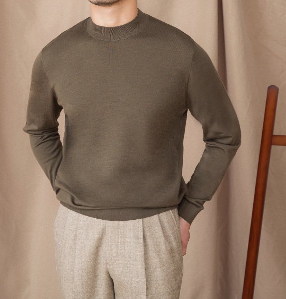 Wool British Commute Slim-fit Pullover Bottoming Shirt - Image 9