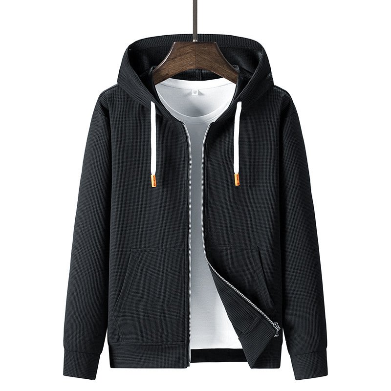 Men's Trendy Fashion Waffle Hooded Casual Sports Sweater Suit - Image 4