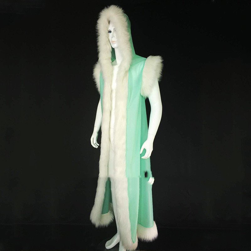 Long Pu Leather Fur Stitching Performance Costume Cosplay Anime - Image 4
