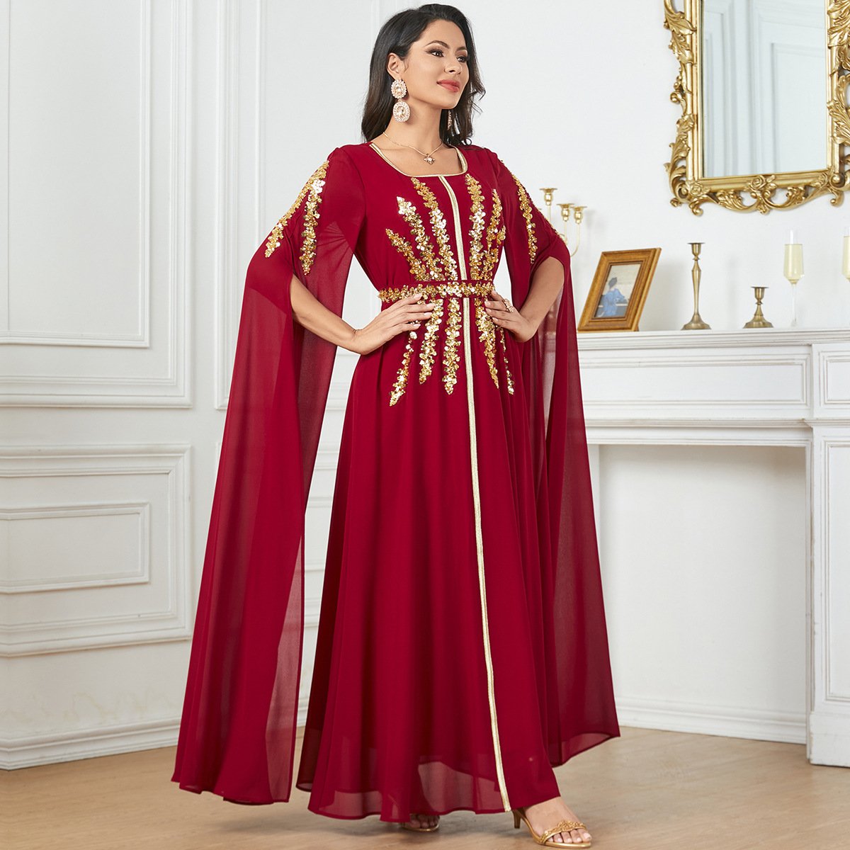 Arab Women's Robe Super Long Sleeve Muslim Dress - Image 2