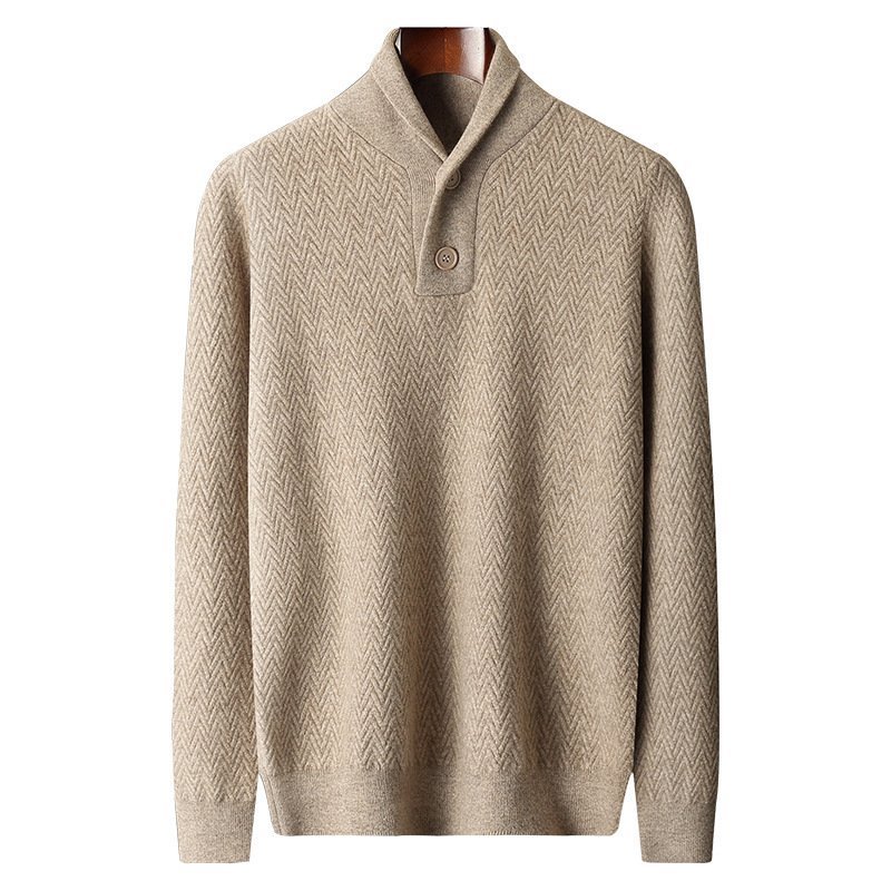 Winter Men's Pure Cashmere Lapel Sweater - Image 5