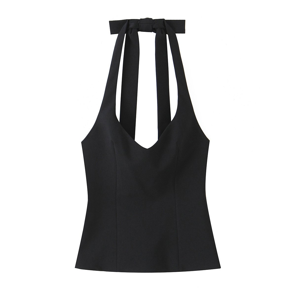 Autumn New Sweet And Spicy Style Slim-fit Hanging Collar Top - Image 4