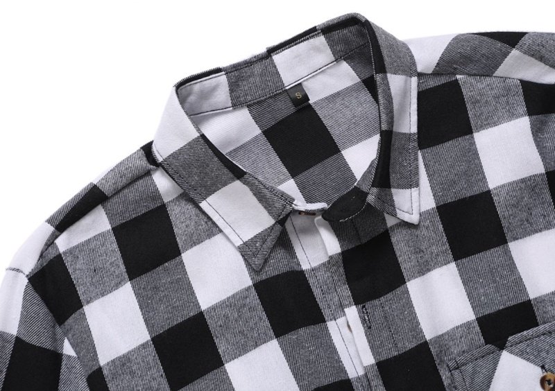 A Long-sleeved Pocket Checked Shirt With A Lapel For Young Men In Autumn And - Image 4