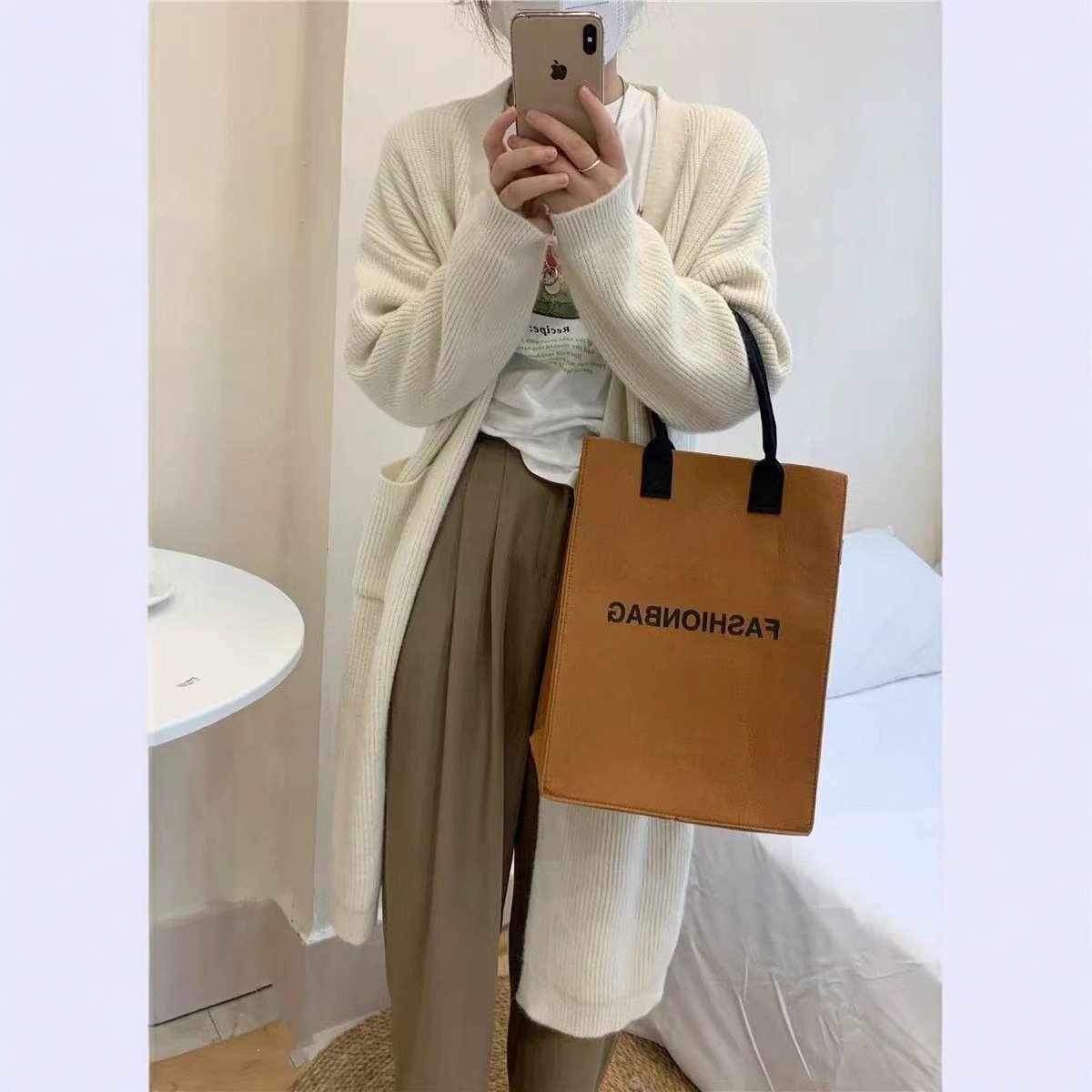 Autumn And Winter Korean Style Lazy Wind Coat Long Sweater Coat - Image 3