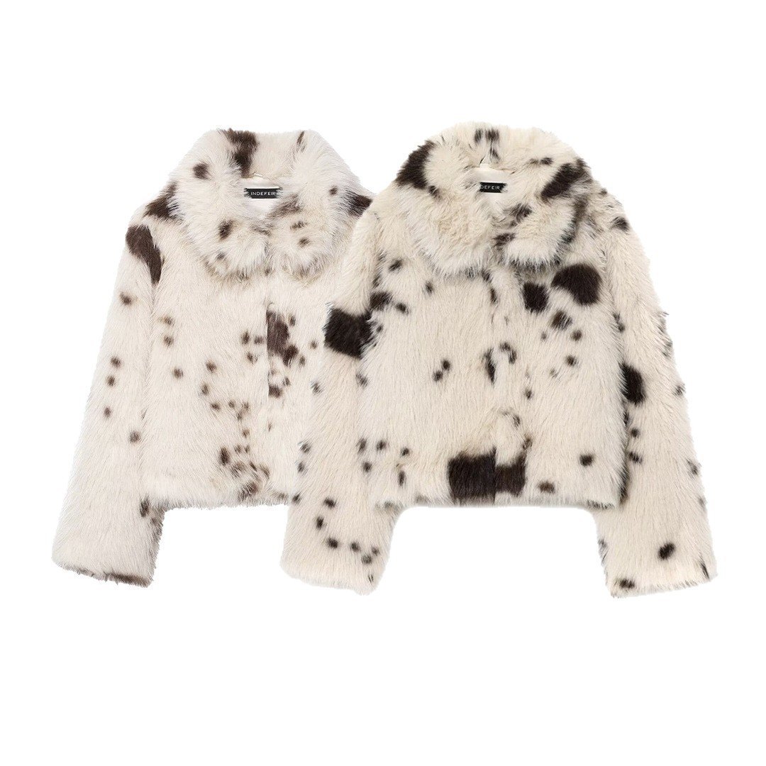 Artificial Fur Animal Pattern Coat For Women - Image 5
