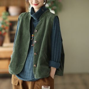 Autumn Retro Cotton Corduroy Loose Sleeveless Vest Coat