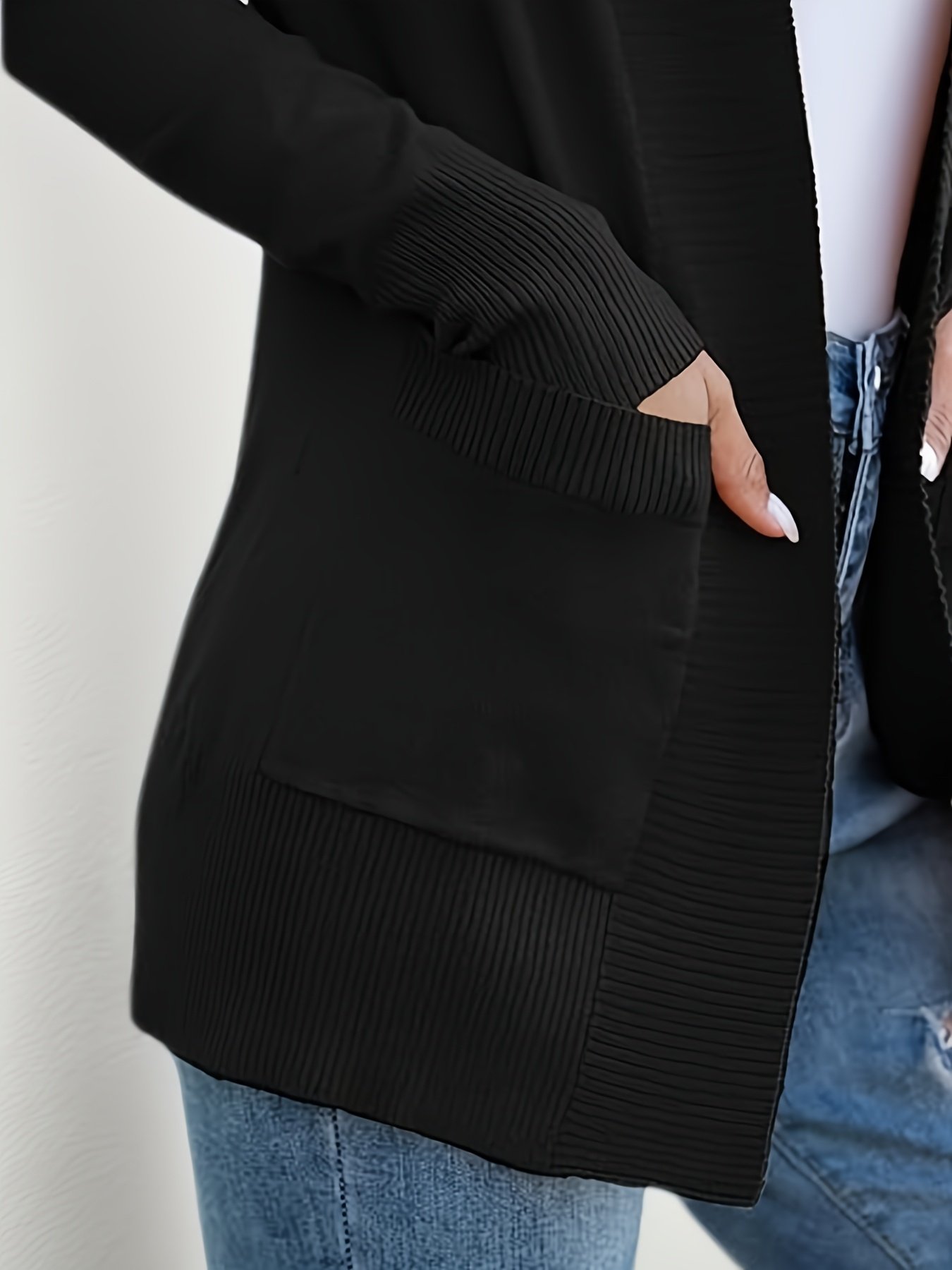 2025 Women's New Cardigan, Solid Color Knitted Jacket, Casual Lightweight Cardigan With Pockets, Fashionable Top For Streetwear Women - Image 4