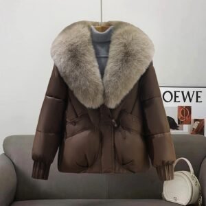 Big Fur Collar Thick Warm Korean Style Light Luxury Trendy Coat
