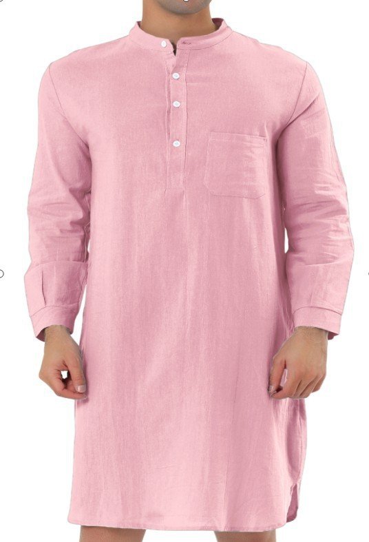 Fashion Simple Pocket Men's Shirt Robe - Image 8