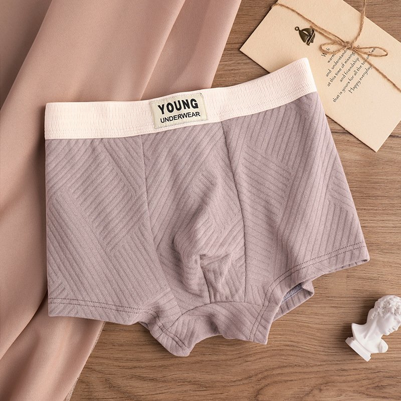 Cotton Men's Mid Waist Texture Boxer Briefs - Image 9