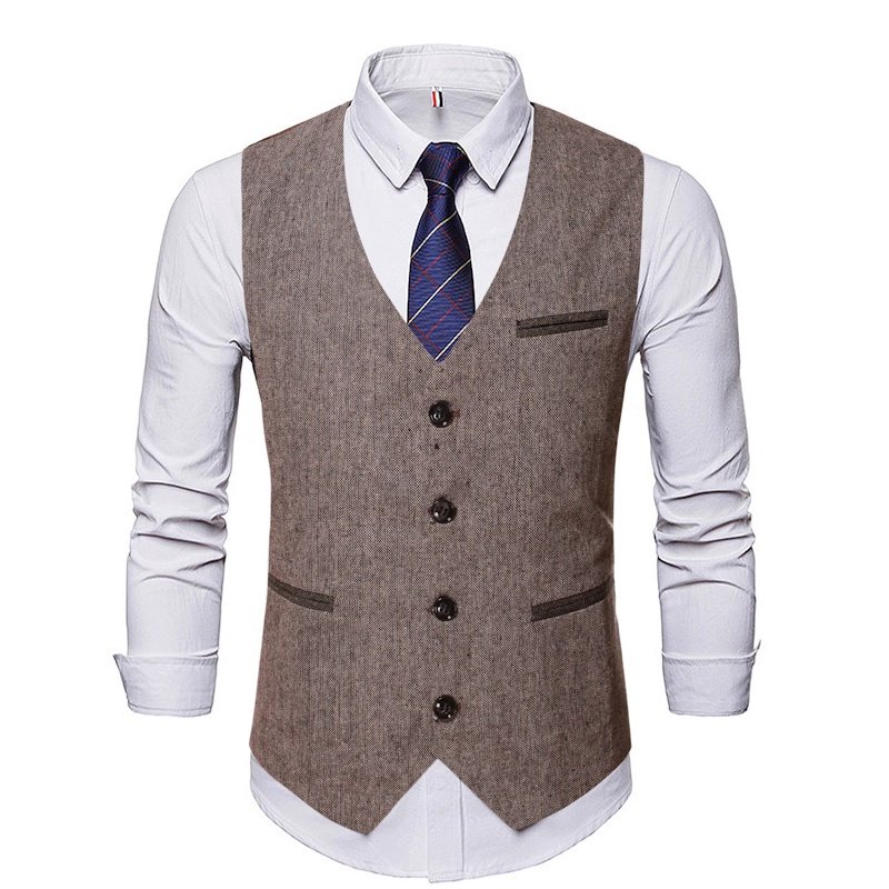 A Simple And Casual British Style Vest In Contrasting Colors For Men Without Straps - Image 2
