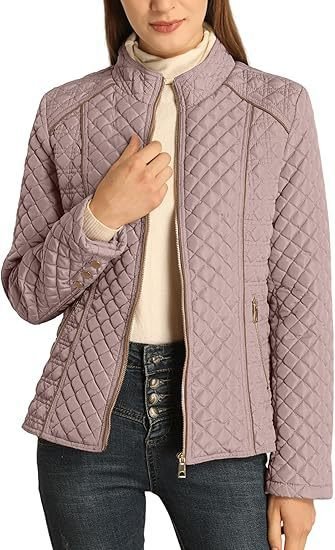 Women's Stand Collar Lightweight Quilted Padded Zip Jacket - Image 7