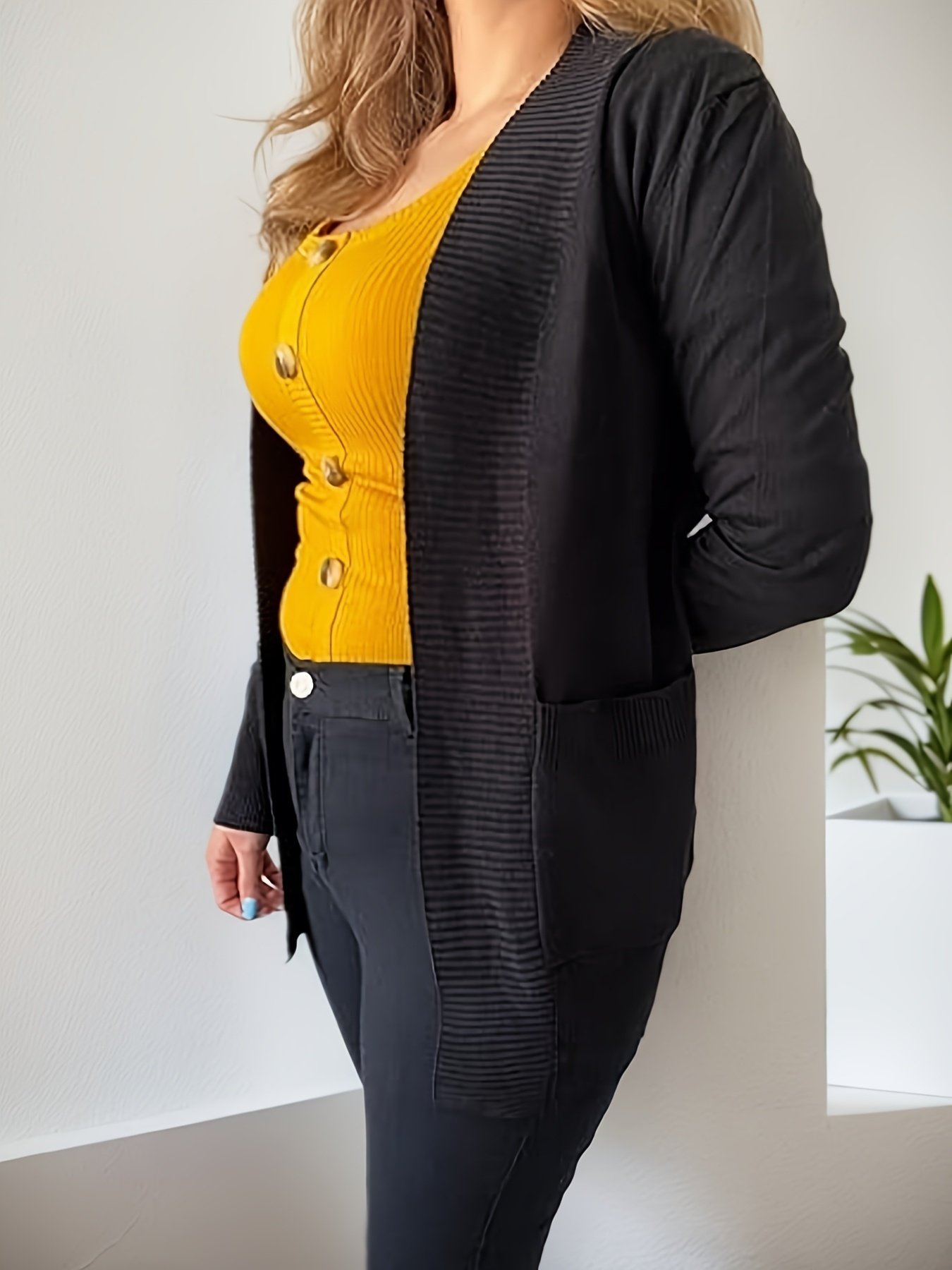 2025 Women's New Cardigan, Solid Color Knitted Jacket, Casual Lightweight Cardigan With Pockets, Fashionable Top For Streetwear Women - Image 5