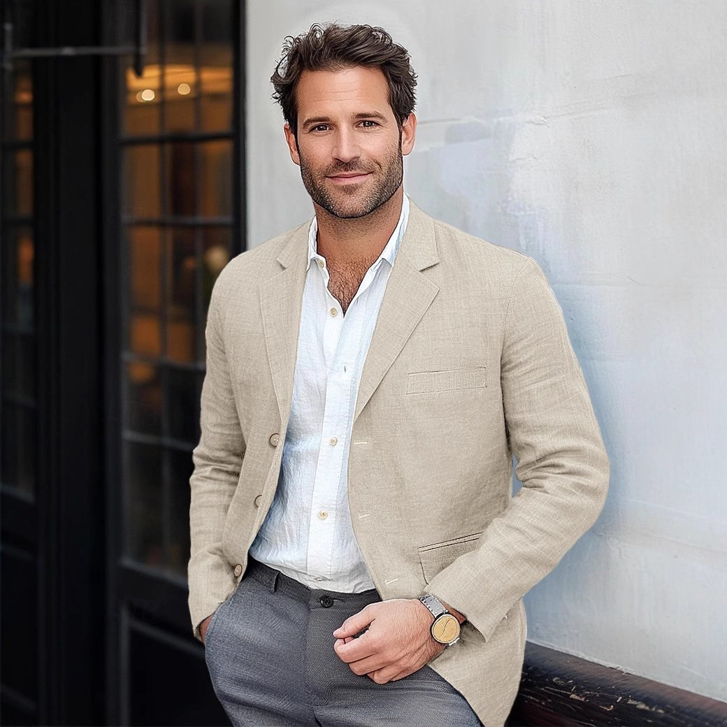 Men's Jacket Casual Cotton And Linen Suit - Image 2