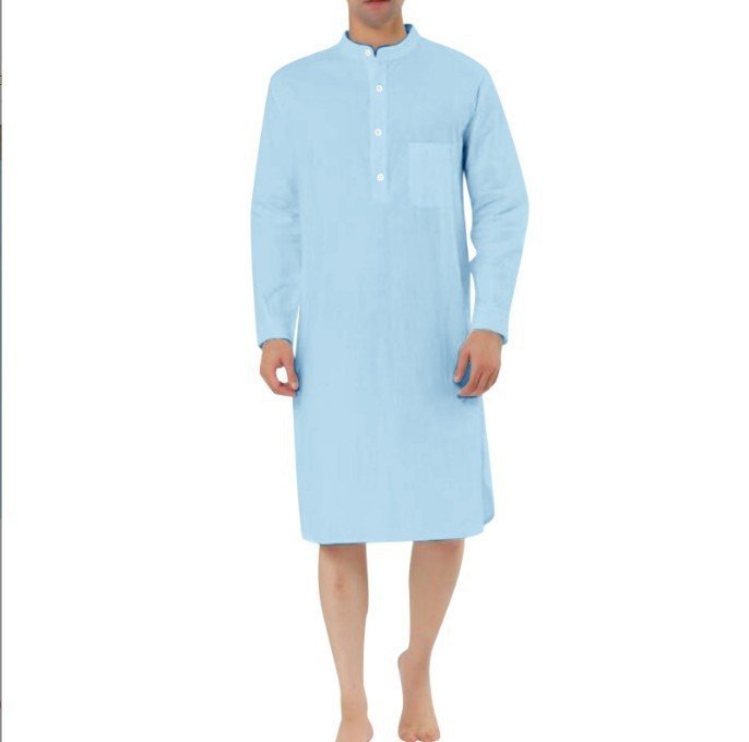 Fashion Simple Pocket Men's Shirt Robe - Image 7