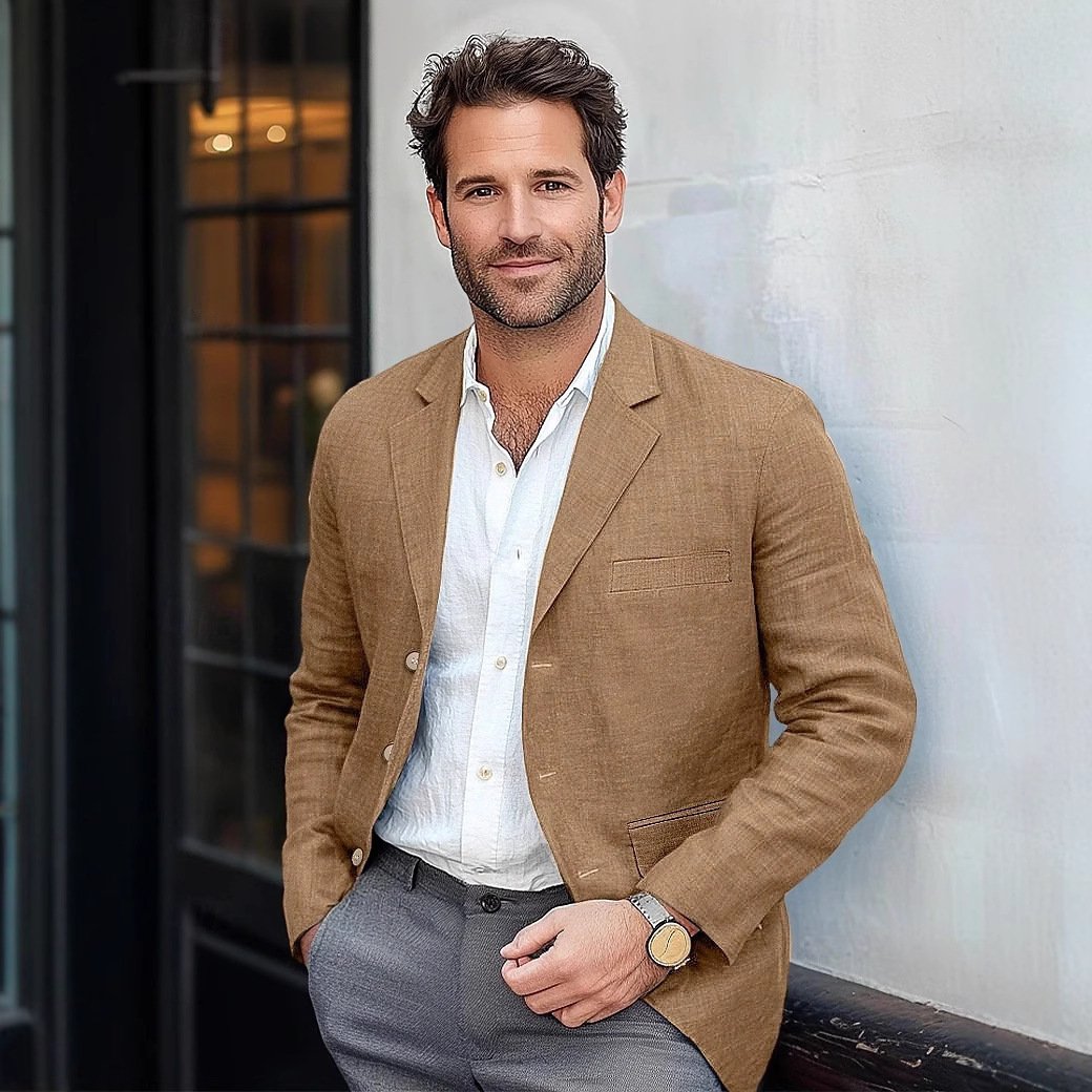 Men's Jacket Casual Cotton And Linen Suit - Image 3
