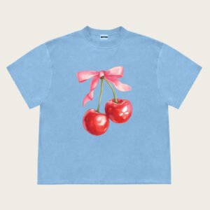 Cherry Bow Print Women's Vintage T-shirt