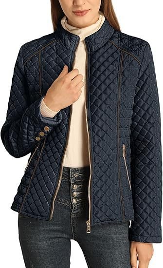 Women's Stand Collar Lightweight Quilted Padded Zip Jacket - Image 9