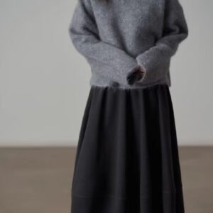 Commuter Woolen Solid Color Bud Skirt Women