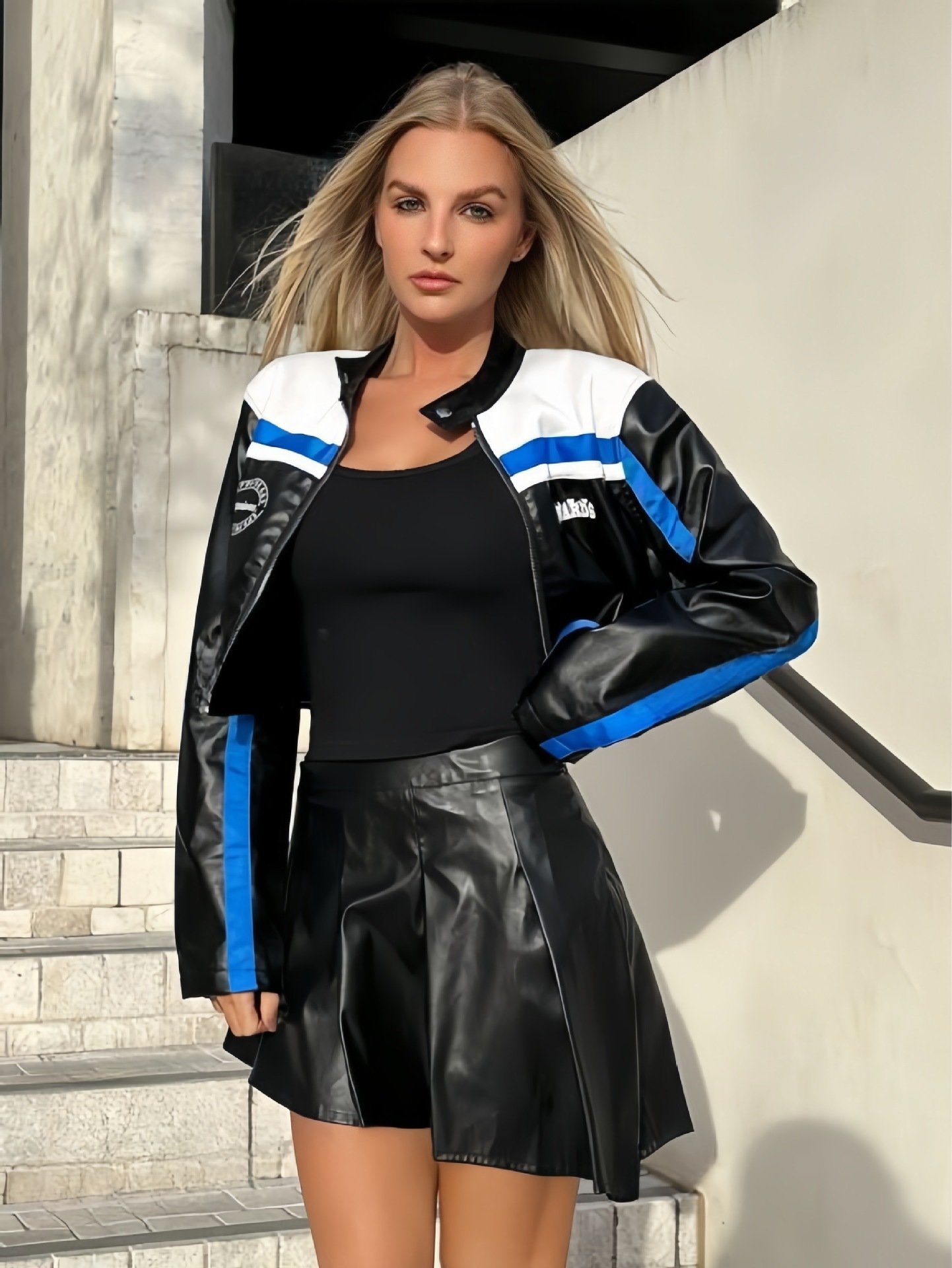 Striped Zipper Coat For Women - Image 8