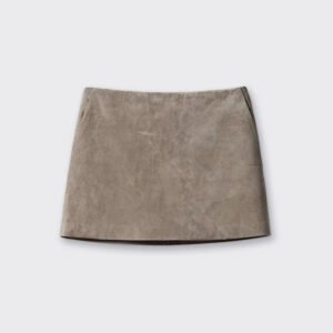 Distressed Sheepskin Suede Simple Sheath Skirt