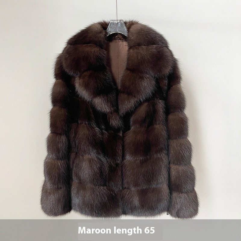 Artificial Fur Purple Sable Thick Warm Jacket - Image 6