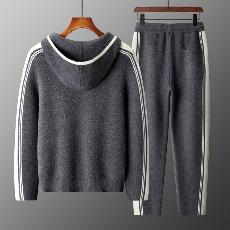 Men's Cardigan Hooded Color Matching Suit - Image 2