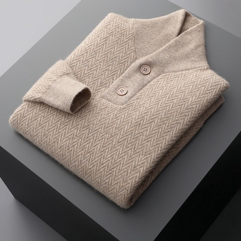 Winter Men's Pure Cashmere Lapel Sweater - Image 8