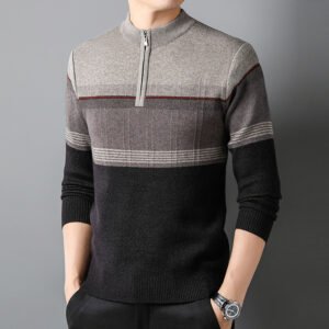 Zipper Collar Sweater Men's Thickened Long-sleeved Sweater