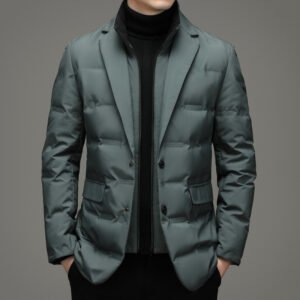 Winter Men's Cold-proof Down Jacket Coat Suit Scarf Collar