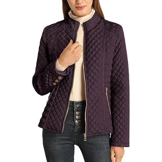 Women's Stand Collar Lightweight Quilted Padded Zip Jacket - Image 4