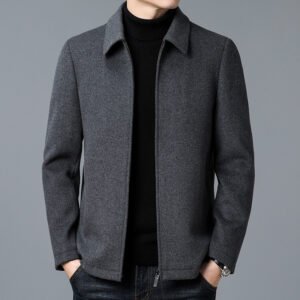 Men's Casual Polo Collar Woolen Jacket Woolen Coat Men's Clothing