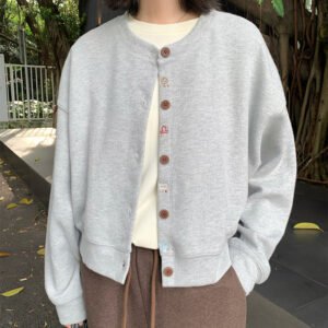 Autumn Crew Neck Baseball Uniform Sweater Coat For Women