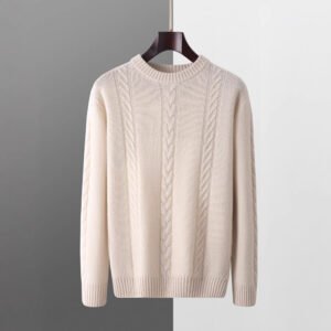 100 Pure Wool Sweater Men's Round Neck Thickened Warm Long Sleeves Sweater