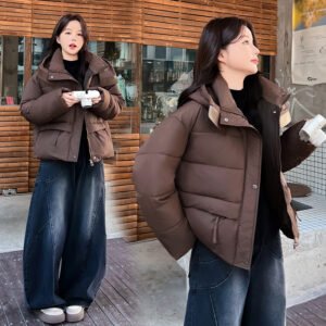 Letter Printing Stitching Loose Cotton-padded Clothes