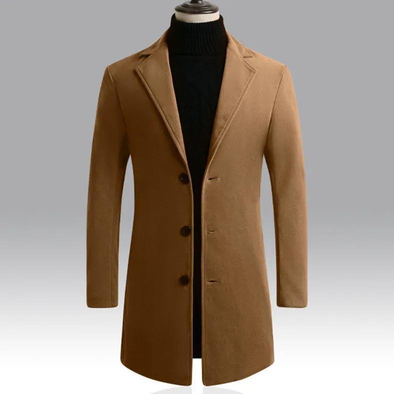 Autumn And Winter Woolen Trench Coat Men - Image 8