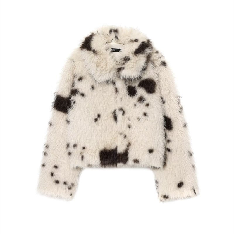 Artificial Fur Animal Pattern Coat For Women - Image 7
