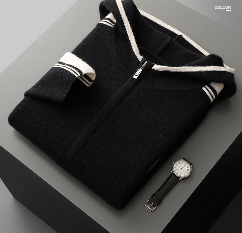 Men's Cardigan Hooded Color Matching Suit - Image 6