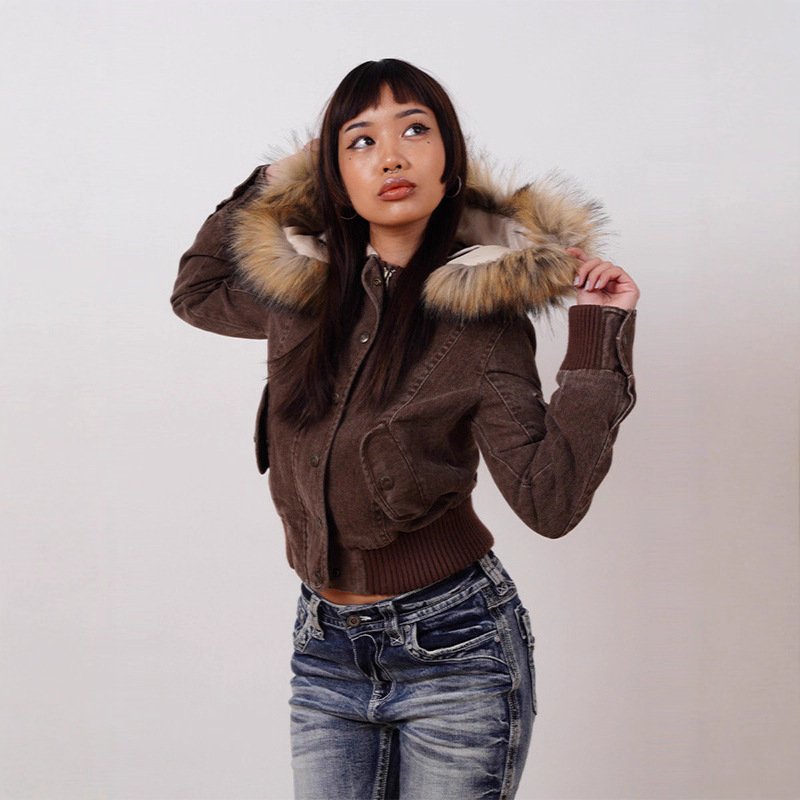 American Retro Hooded Jacket Short Coat - Image 2