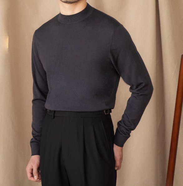 Wool British Commute Slim-fit Pullover Bottoming Shirt - Image 4