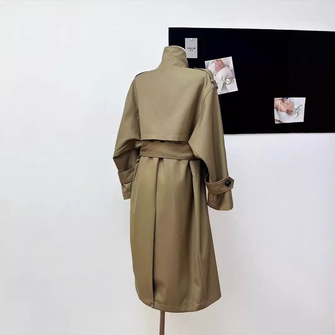 Large Lapel Double Breasted Mid-length Coat - Image 4