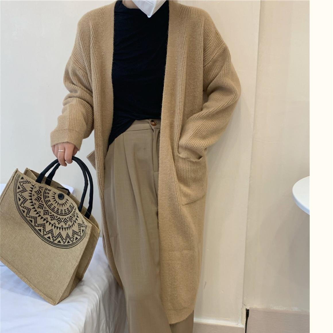 Autumn And Winter Korean Style Lazy Wind Coat Long Sweater Coat - Image 9