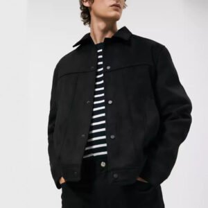 Men's Solid Color Suede Collar Jacket