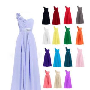Women's Multi Colored Slanted Neck Sleeveless Strapless Long Dress