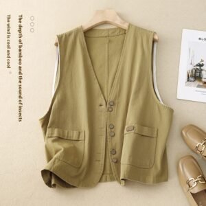 Women's Short Korean-style Retro Cotton And Linen Vest