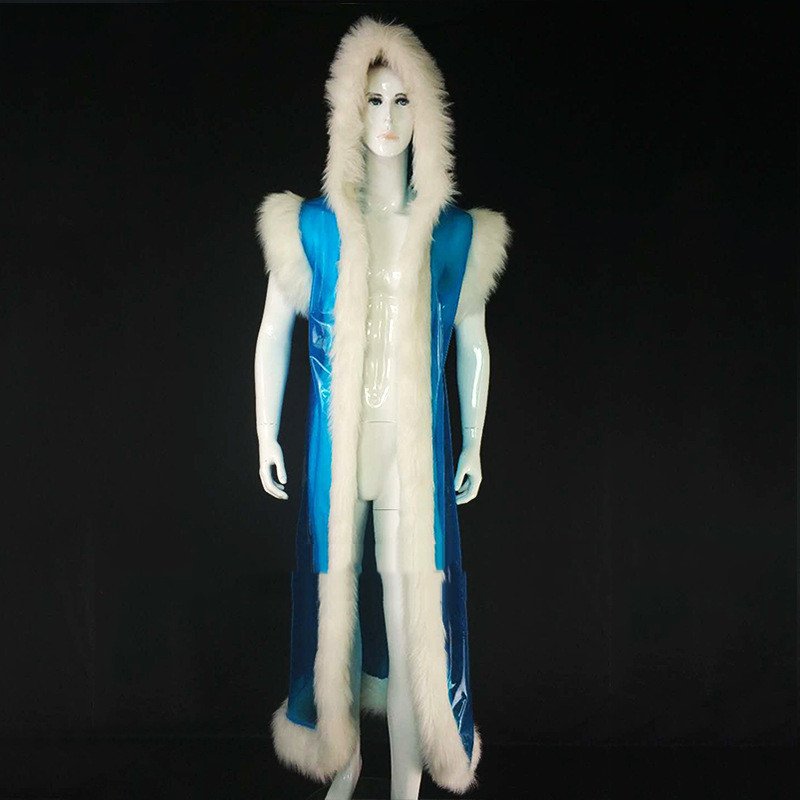 Long Pu Leather Fur Stitching Performance Costume Cosplay Anime - Image 3